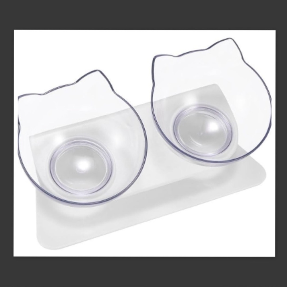 Tilted Cat Bowls with Raised Stand - 3-pc